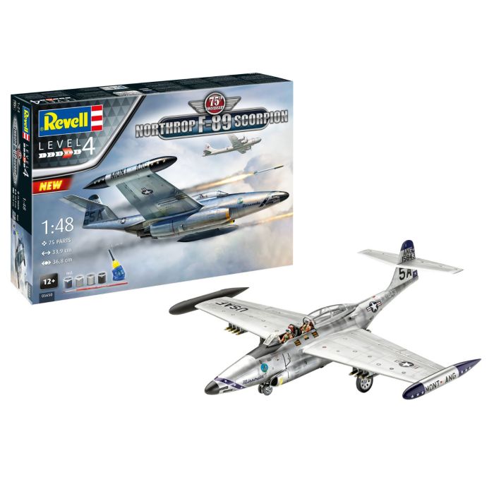 Cadeauset 75th Anniv. "Northrop F-89 Scorpion" Revell modelbouwpakket met basisaccessoires