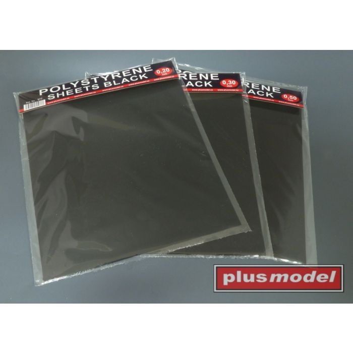 Plus model: Polystyreen platen zwart 0.3 groot