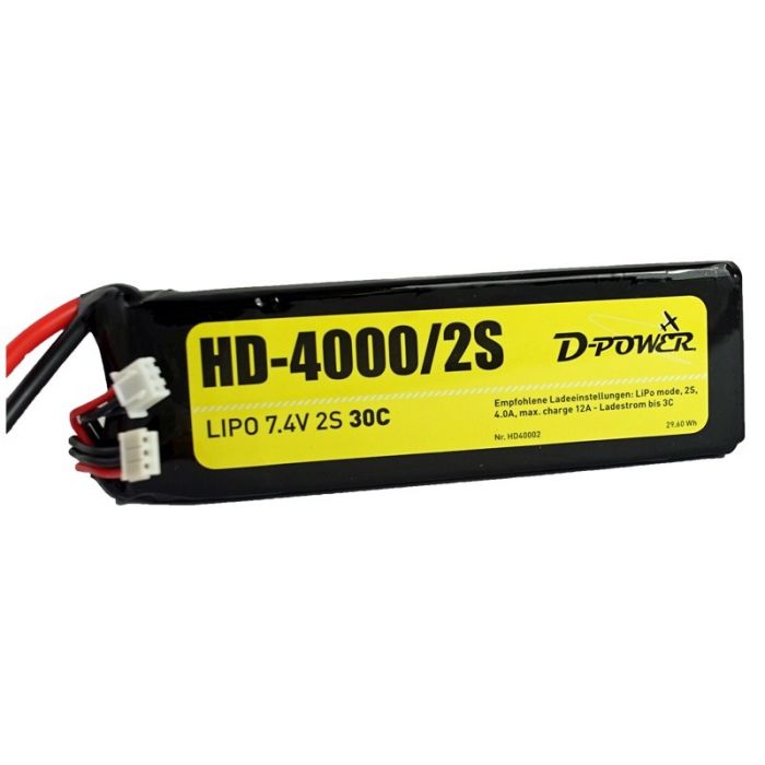 D-Power HD-4000 2S Lipo (7,4V) 30C - XT-60 Stecker