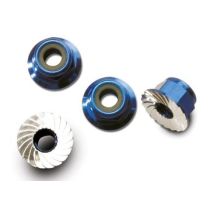 M4 Muttern 4mm Alu mit gezahnten Flansch blau (4) TRAXXAS