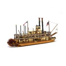 Raderstoomboot Koning van de Mississippi. 1:80 houten scheepsmodel