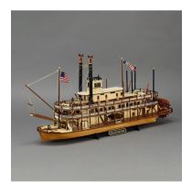Raderstoomboot Koning van de Mississippi. 1:80 houten scheepsmodel