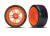 Reifen auf Felgen verklebt Split-Spoke Felge orange hinten